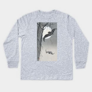 Two bats and a full moon Kids Long Sleeve T-Shirt